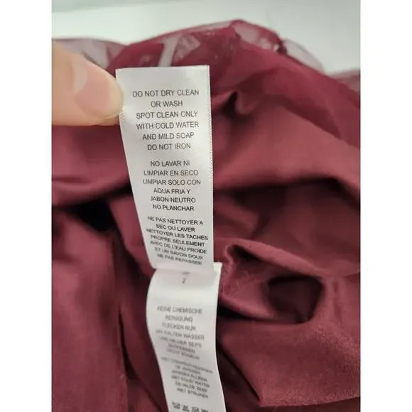 Gianni Bini Women's Wendy Burgundy Sequin Mesh Embroidered Floral Dress, Size 0 - Picture 13 of 14